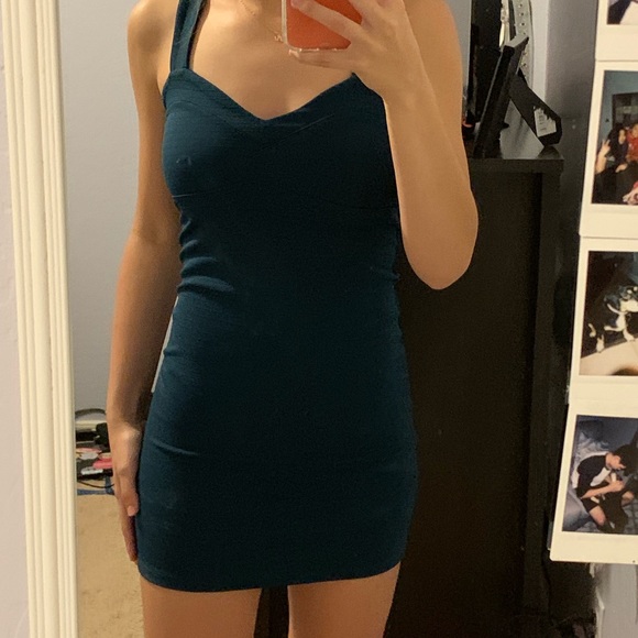 turquoise tight dress